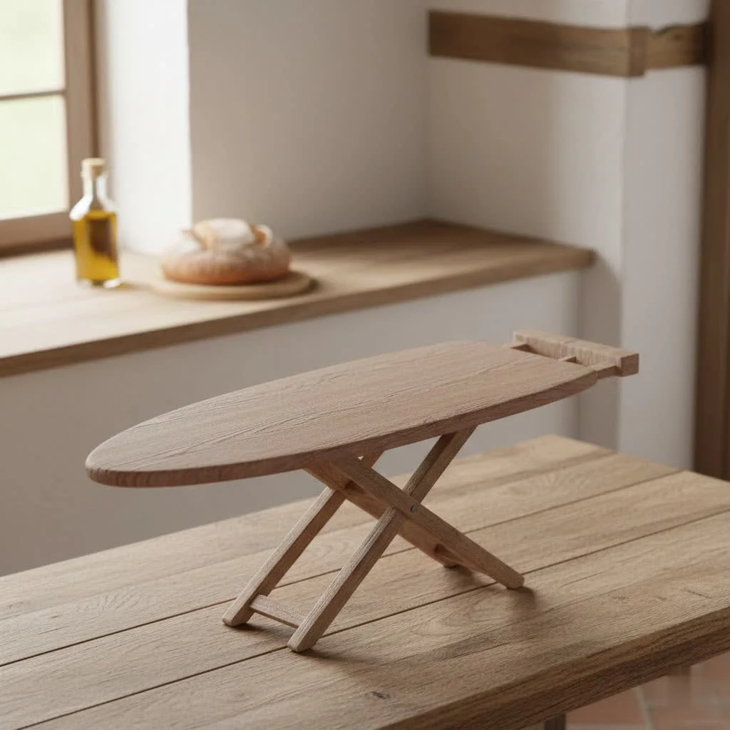 Ironing board with a new, clean cover and an iron resting on it