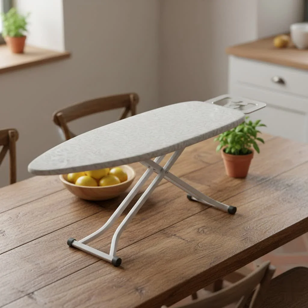 Elegant wooden ironing board for home laundry